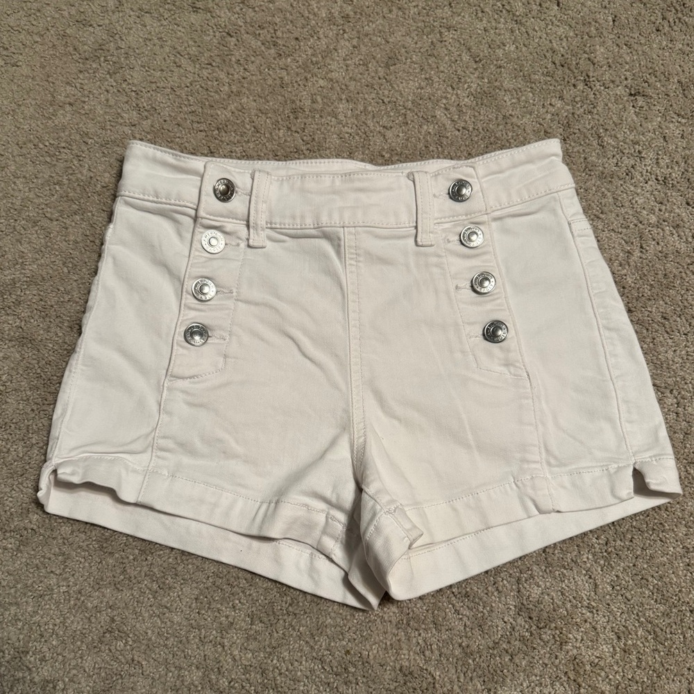 American Eagle Next Level Stretch White Jean Shorts, Size 2